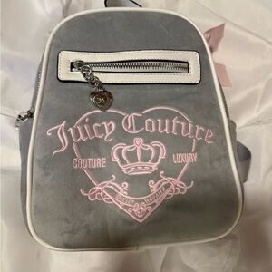 Juicy Couture Gray Backpack with Pink Embroidery